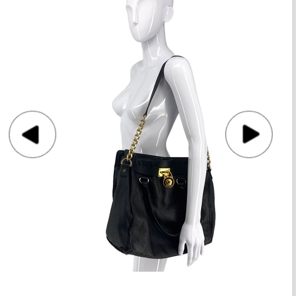 MICHAEL KORS HAMILTON PURSE LEATHER, DROP CHAIN STRAPS & *HEART “OR”ROUND *LOCK - Picture 4 of 13